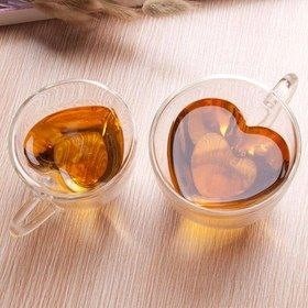 لیوان دو جداره طرح قلب سایز متوسط